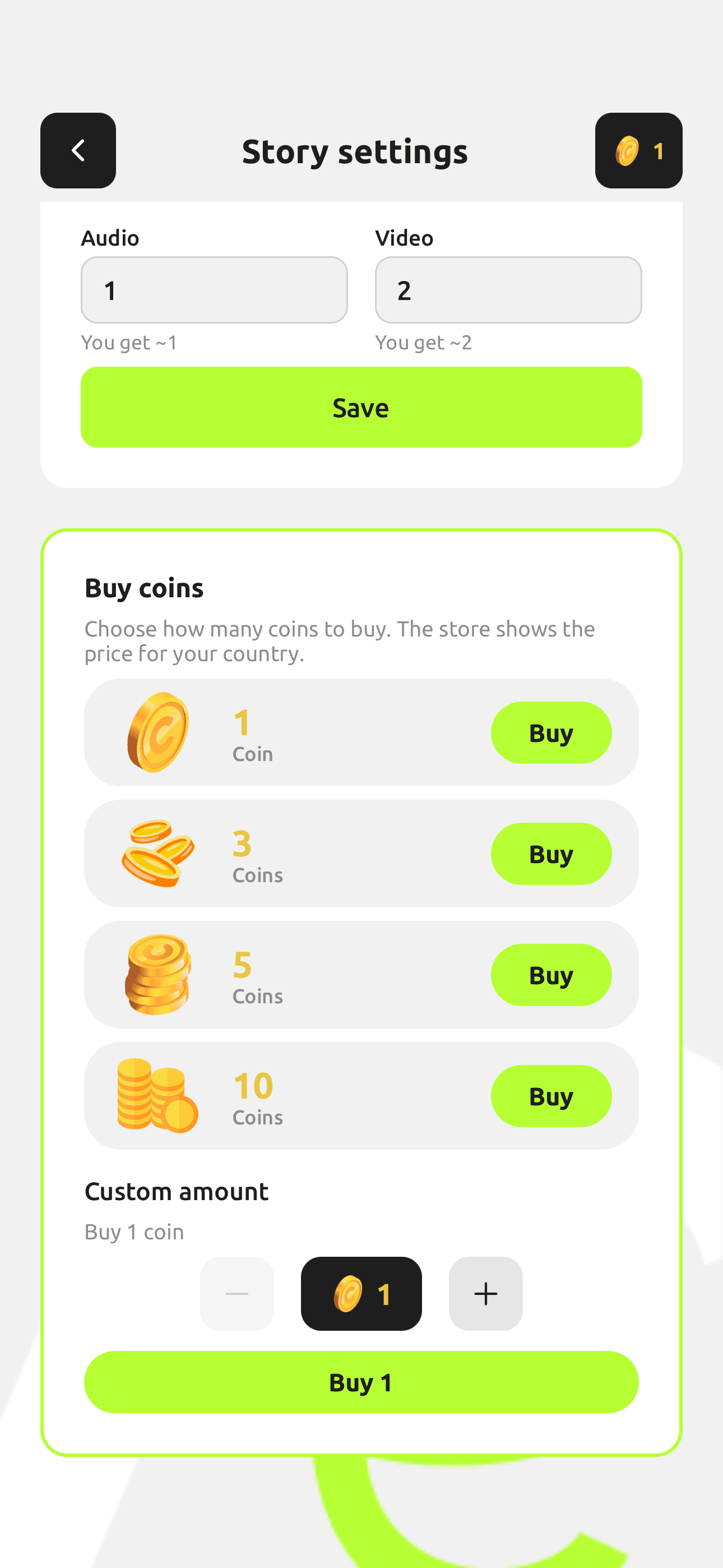 Reshuffl coin purchase screen